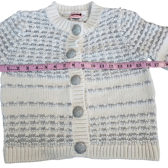 Kate Spade Jewel Button Texture Cardigan In Cream Silver Size XXS - Picture 12 of 13